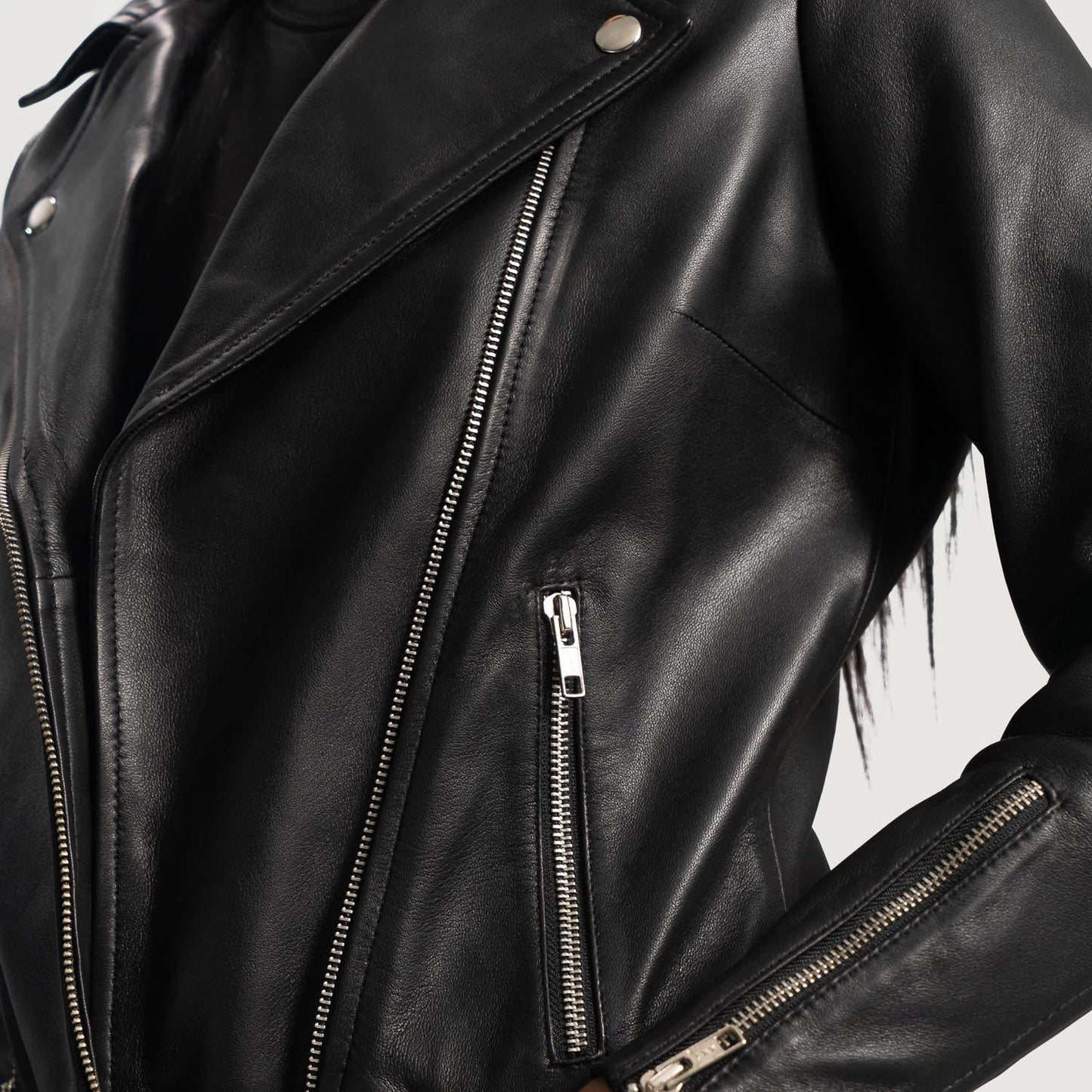 Rumy Black Leather Biker Jacket - CoreFlexInd