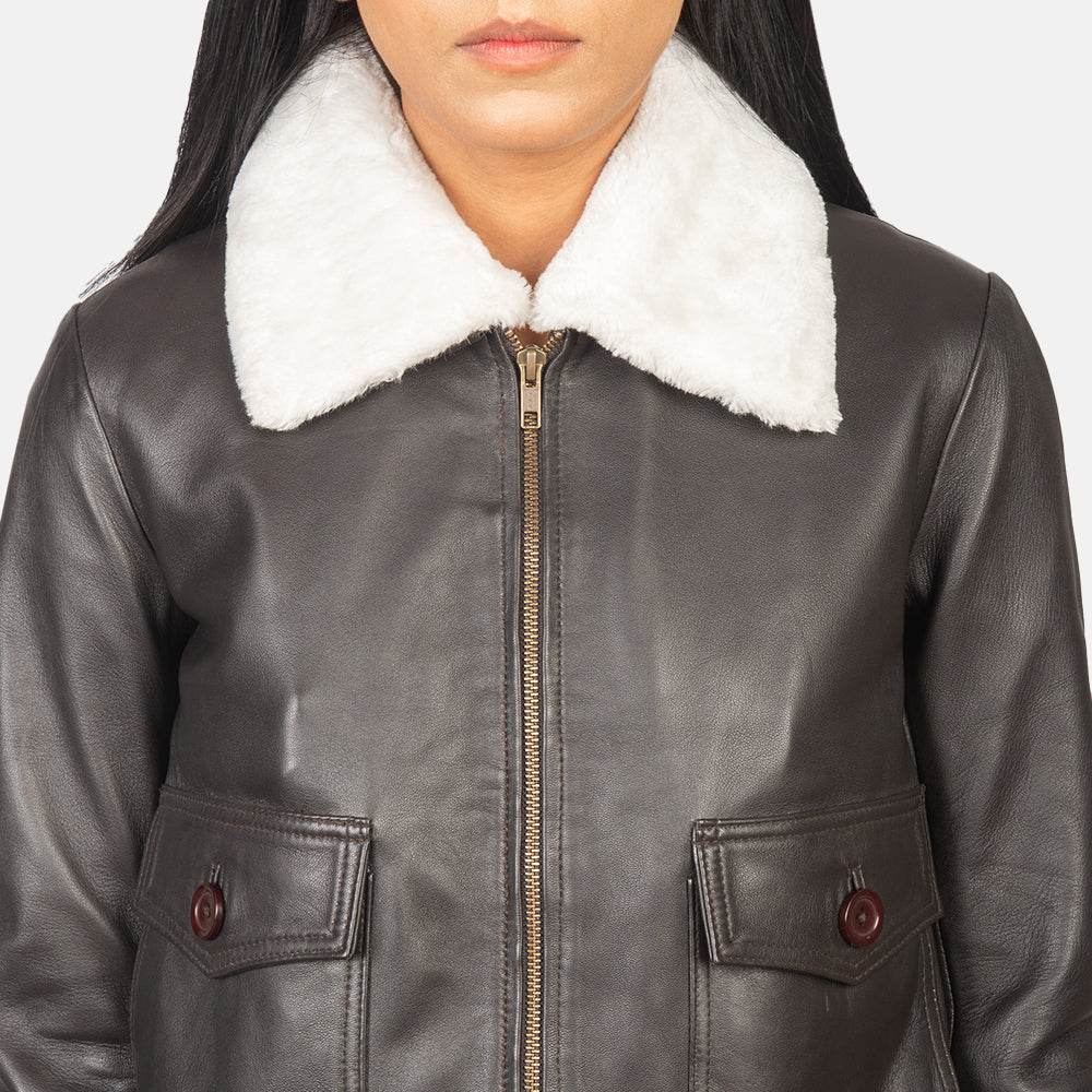 Shearling Brown Leather Bomber Jacket - CoreFlexInd