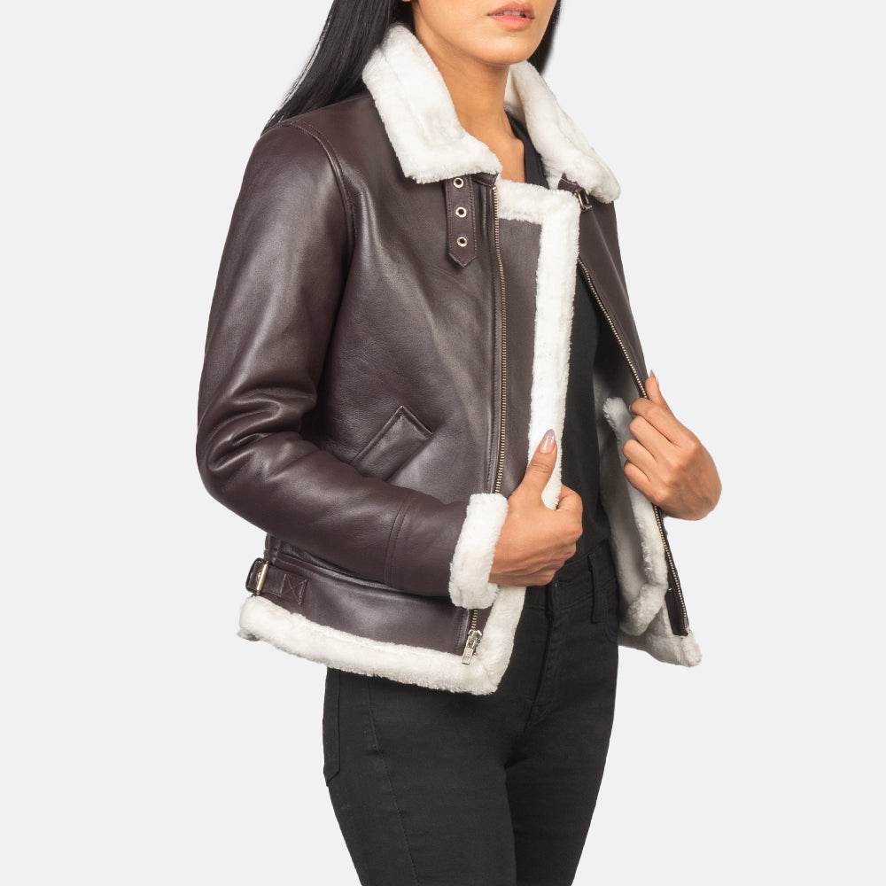 Sherilyn Maroon Leather Bomber Jacket - CoreFlexInd