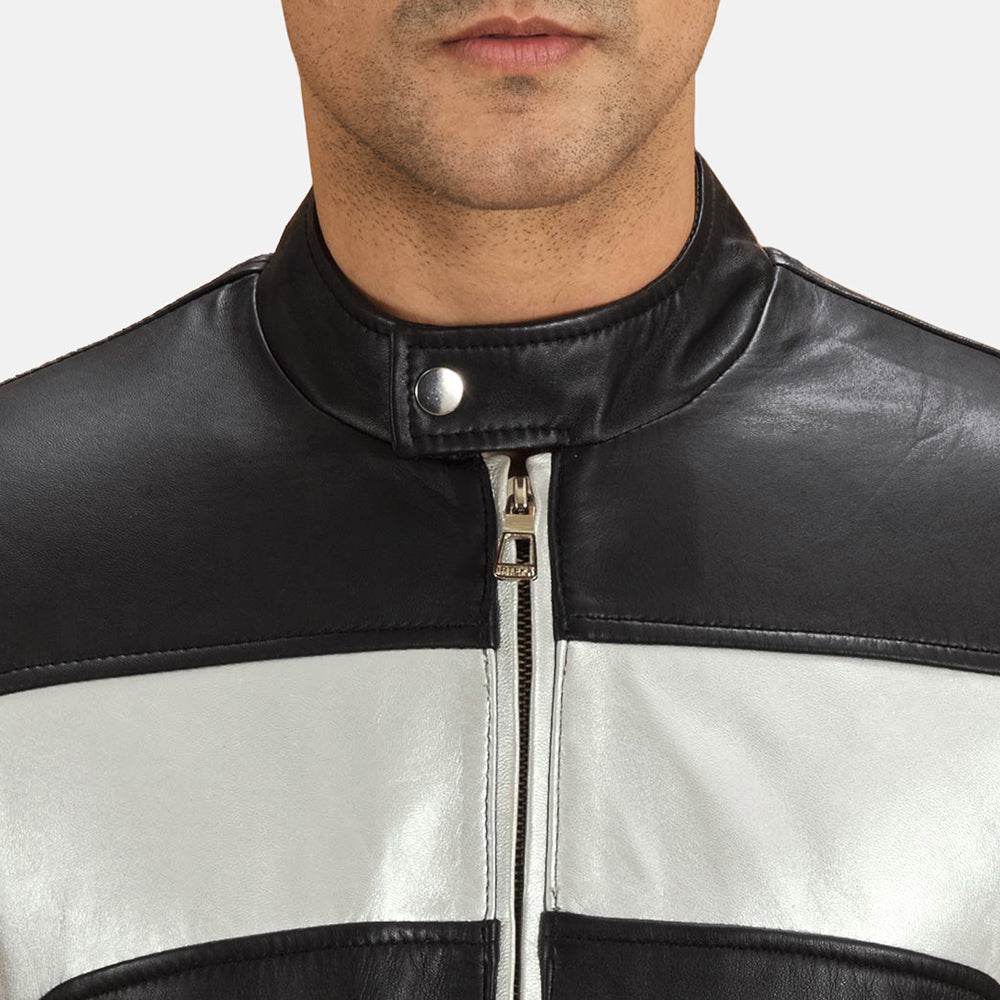Randolf Silver Black Leather Biker Jacket - CoreFlexInd