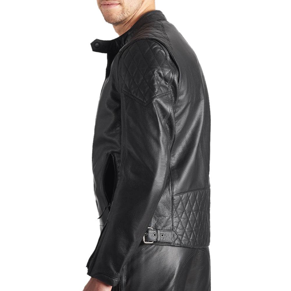 Twin Leather Jacket Black – Men’s Leather Motorcycle Jacket - CoreFlexInd