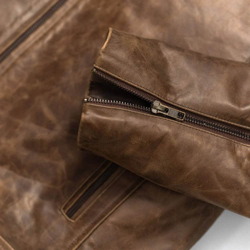 Men's Cafe Racer Moto Leather Jacket Vintage Distressed - CoreFlexInd