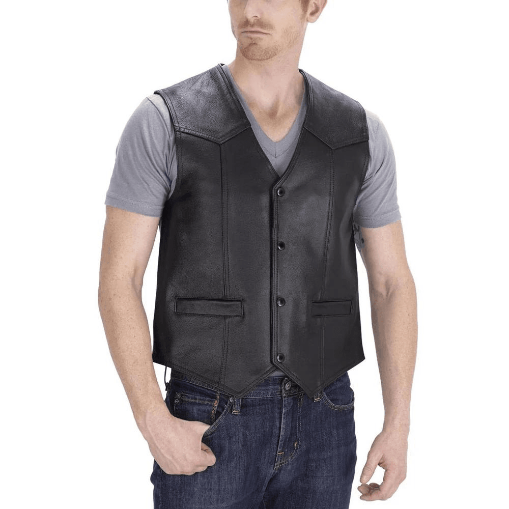 Viking Cycle Raider Leather Motorcycle Vest for Men - CoreFlexInd
