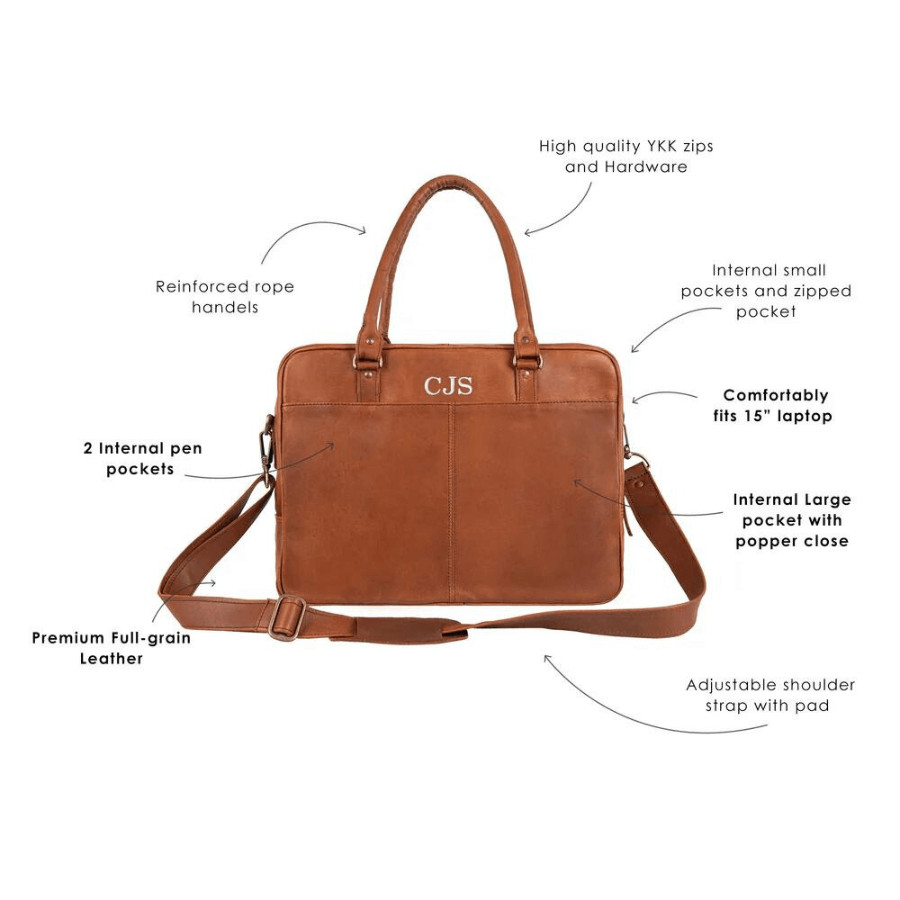 Vintage Brown Leather Laptop Bag - CoreFlexInd