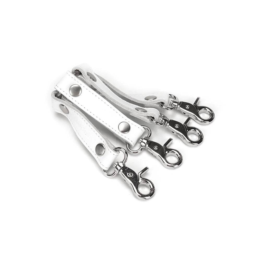 White Leather Hogtie with Silver Metal Hardware - CoreFlexInd