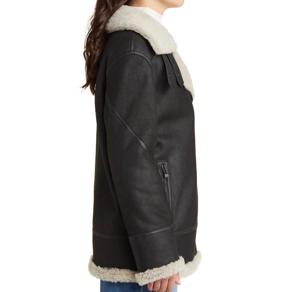Genuine Shearling Coat Removable Hood - CoreFlexInd