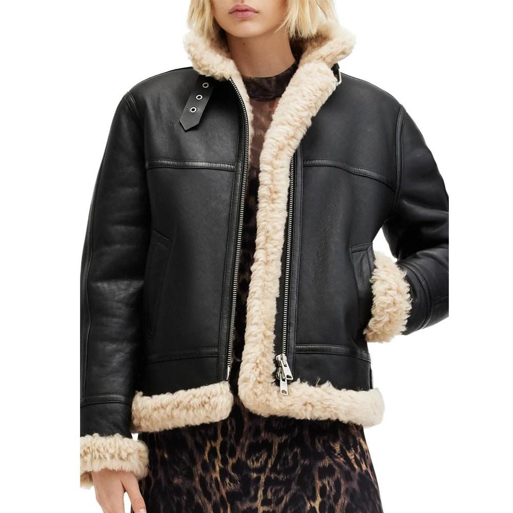 Lorel Leather Genuine Shearling Flying Jacket - CoreFlexInd