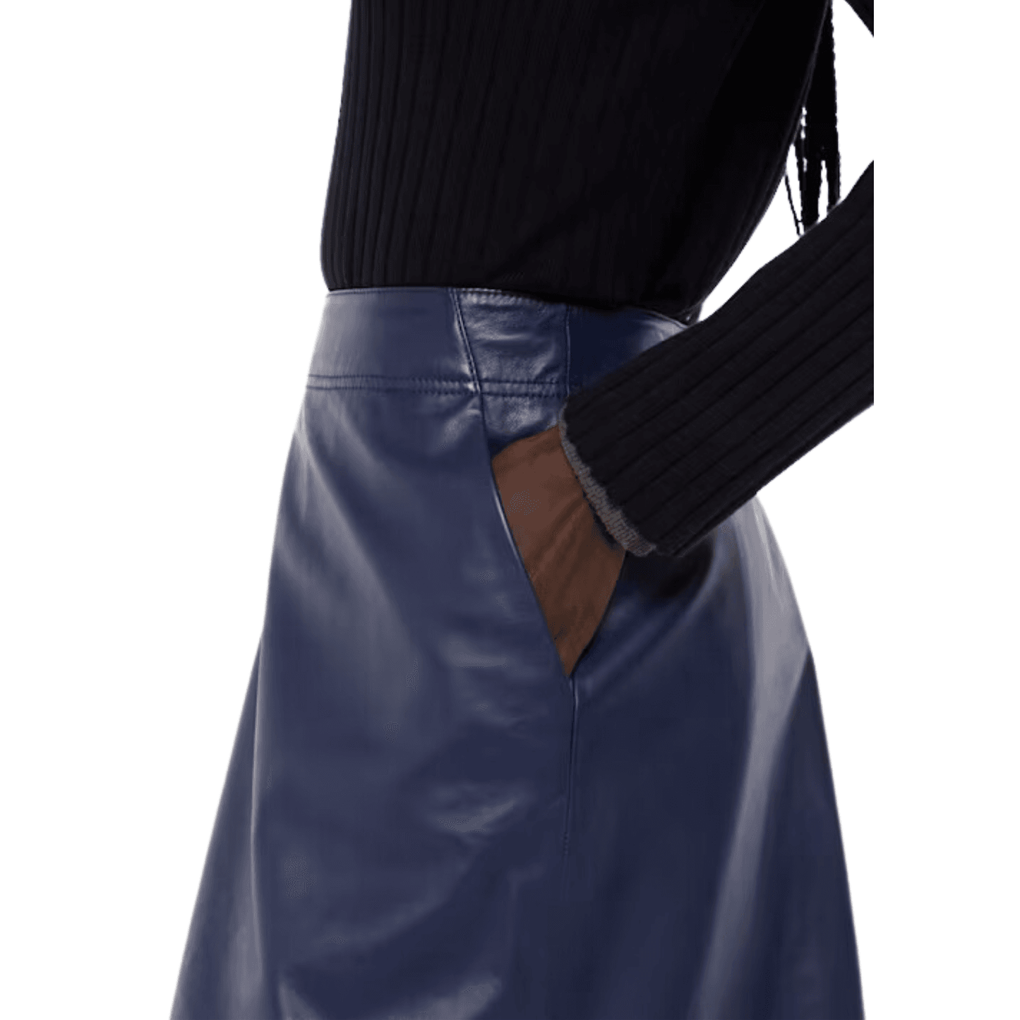 Women Blue Leather Skirt - CoreFlexInd