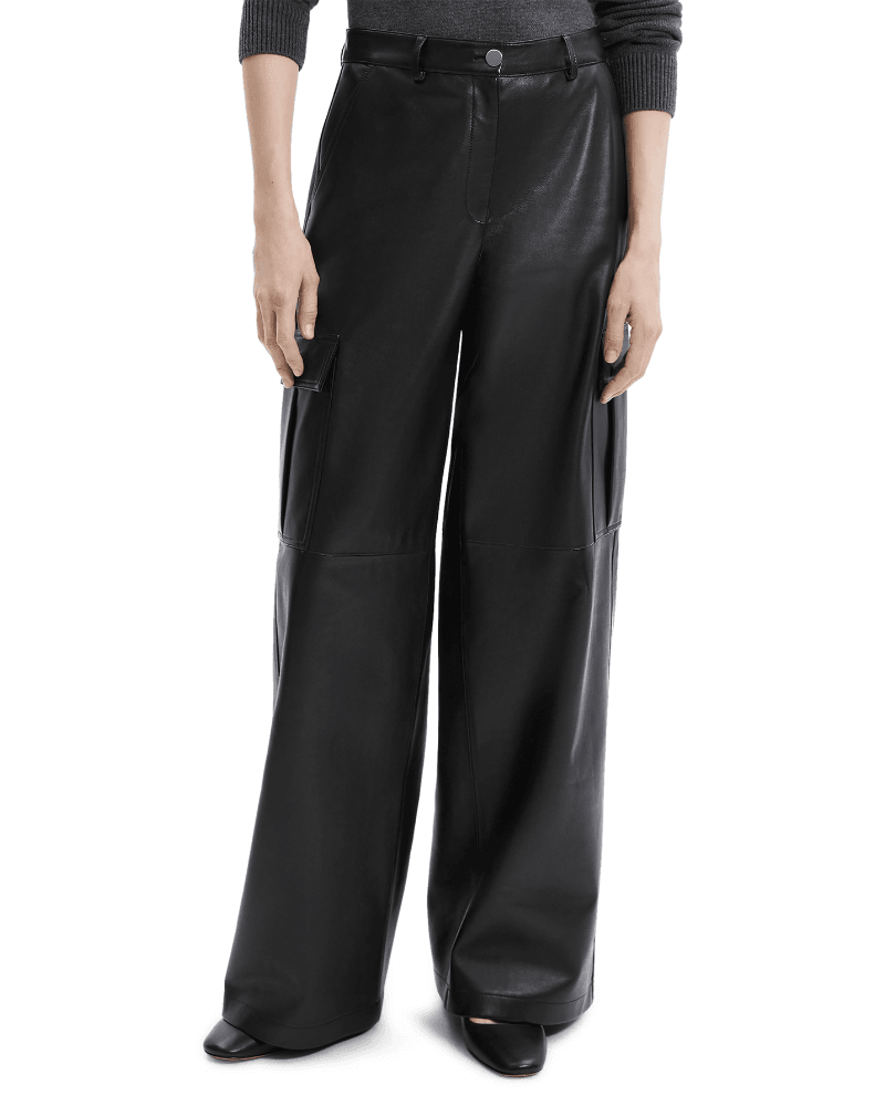 Women's Black Leather Cargo Pants - CoreFlexInd