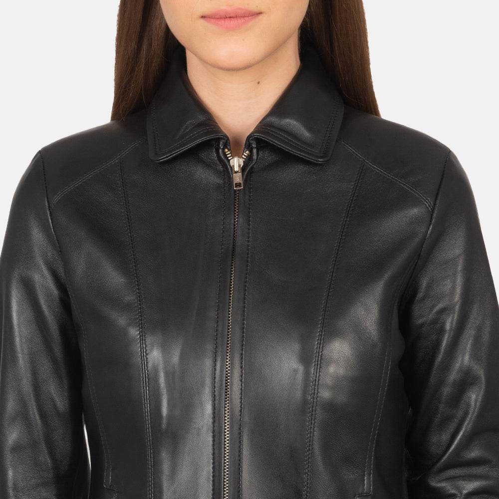 Colette Black Leather Jacket - CoreFlexInd