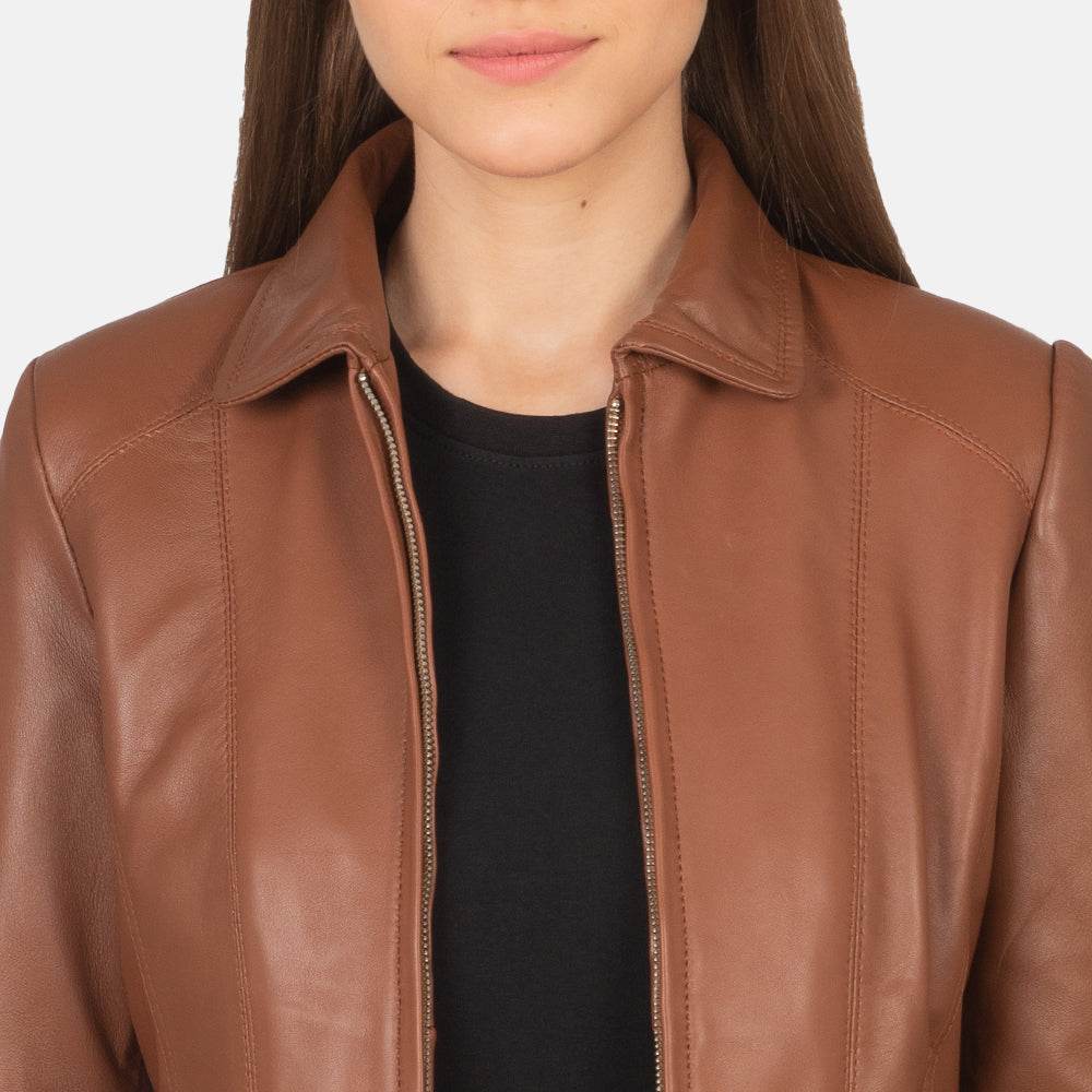 Colette Brown Leather Jacket - CoreFlexInd
