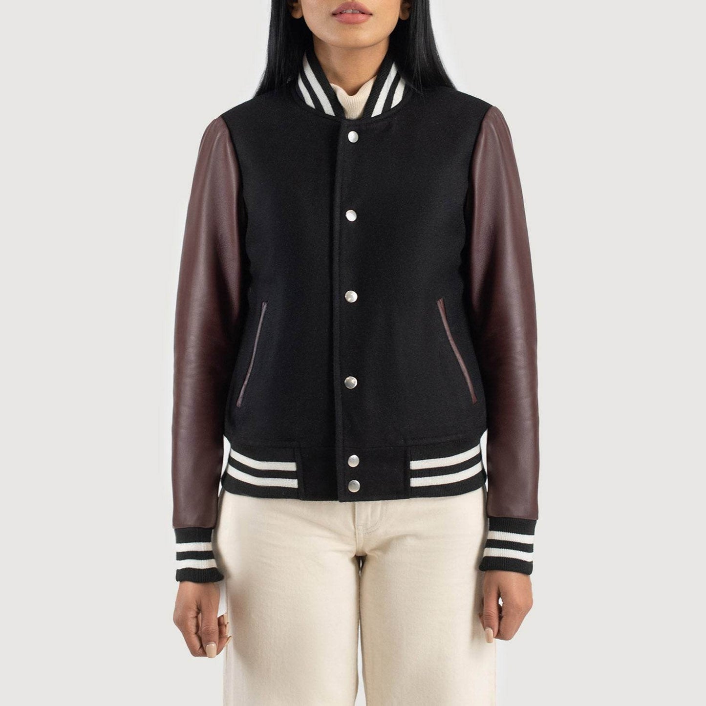 Savant Maroon & Black Hybrid Varsity Jacket - CoreFlexInd