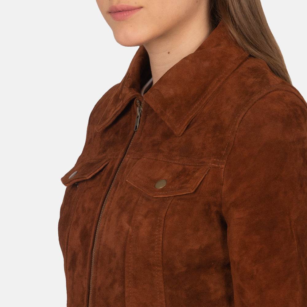 Suzy Brown Suede Trucker Jacket - CoreFlexInd