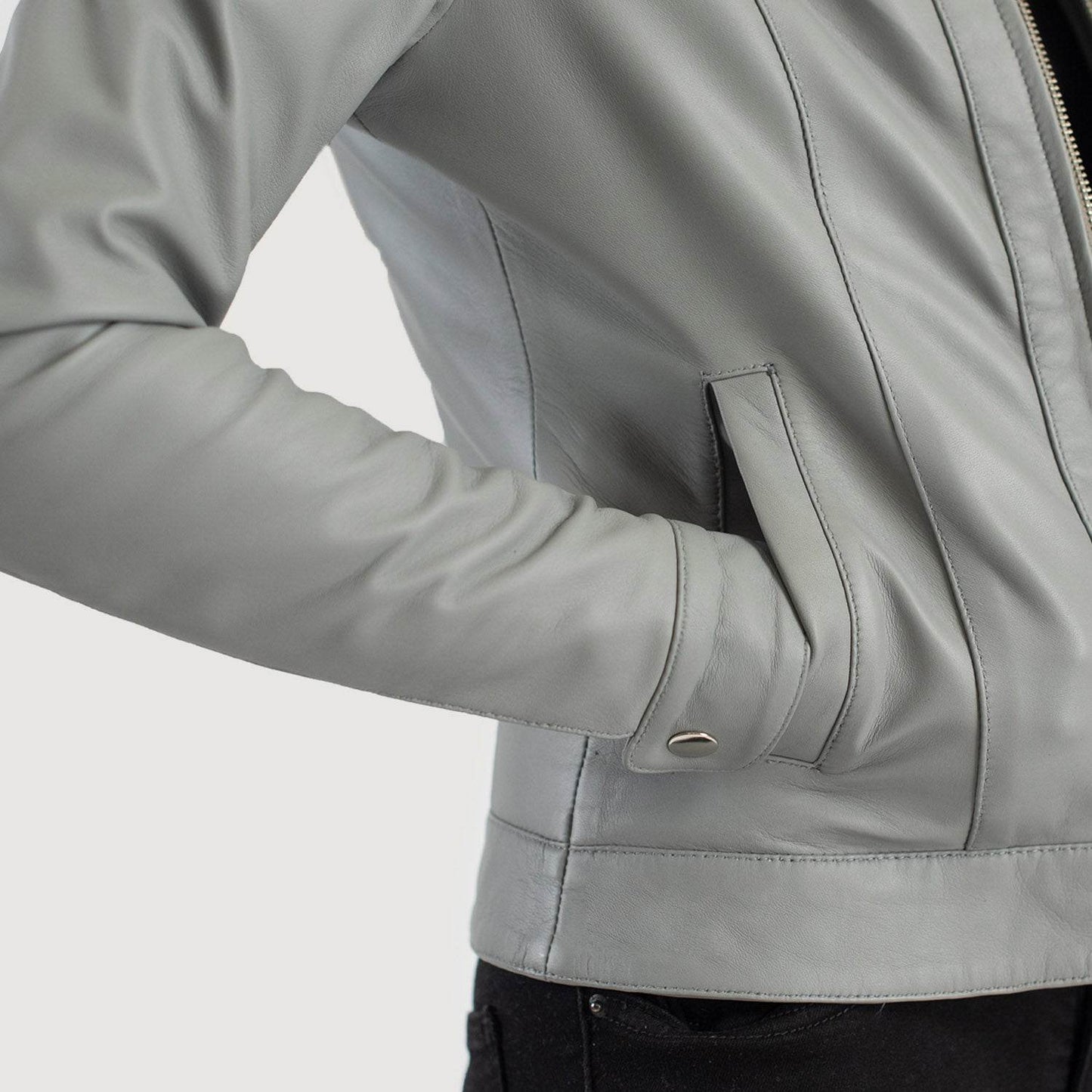 Vixen Grey Classic Collar Leather Jacket - CoreFlexInd