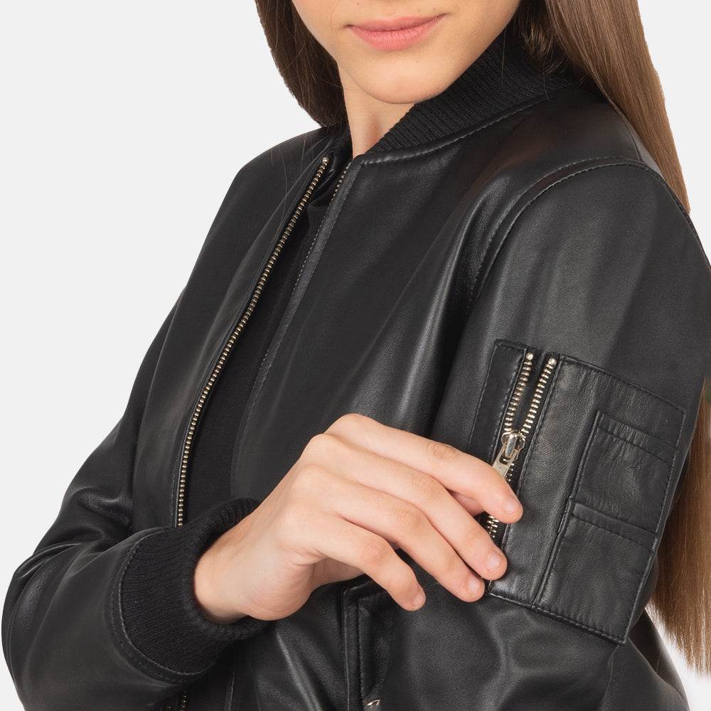 Womens Black Bomber Jacket - CoreFlexInd