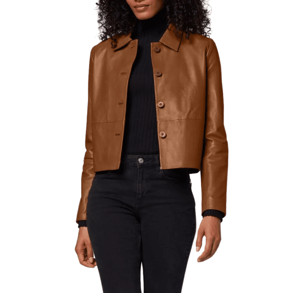 Womens Brown Leather Shirt - CoreFlexInd