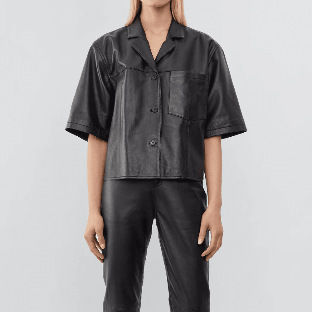 Womens Faux Leather Shirt - CoreFlexInd