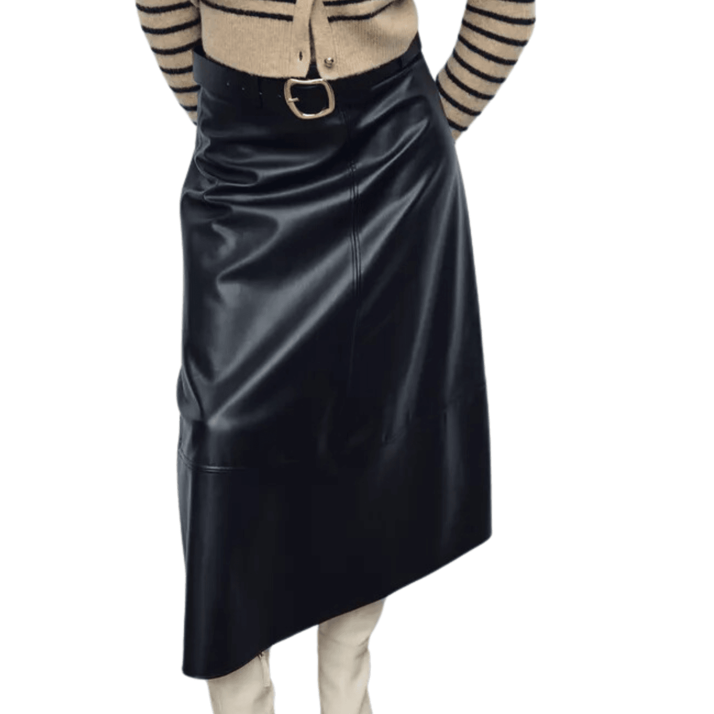 Zara Natural Leather Layered Skirt With Belt - CoreFlexInd