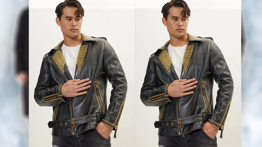 Black Leather Jacket Gold - CoreFlexInd