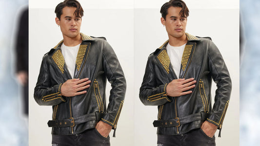 Black Leather Jacket Gold - CoreFlexInd