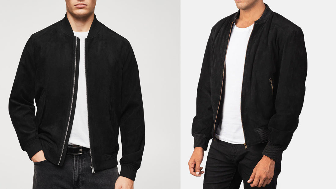 Black Suede Bomber Jacket - CoreFlexInd