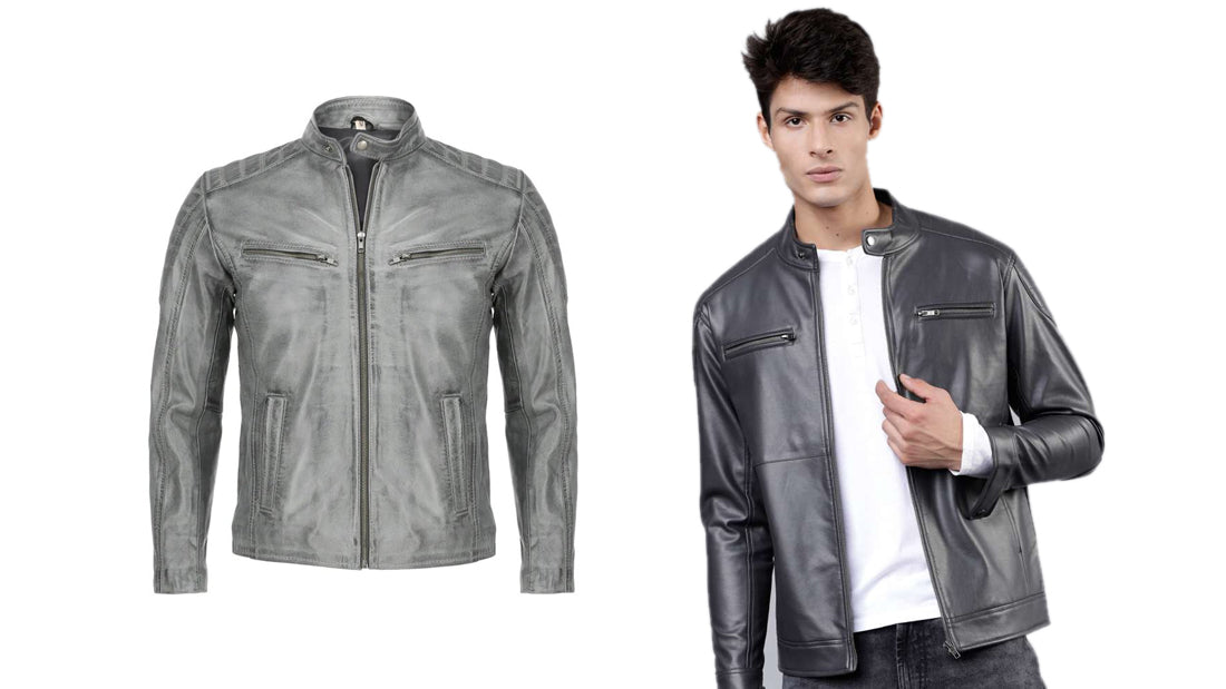Grey Leather Coats - CoreFlexInd
