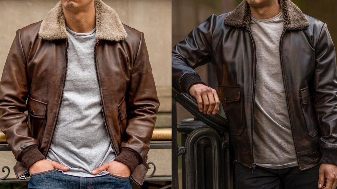 Men’s Brown Leather Aviator Jacket