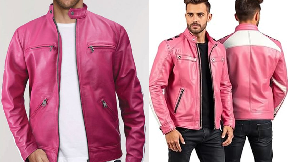 Men's Pink Biker Jacket - CoreFlexInd