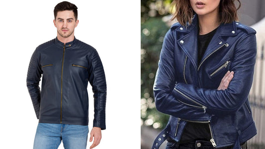 Navy Blue Leather Jackets - CoreFlexInd