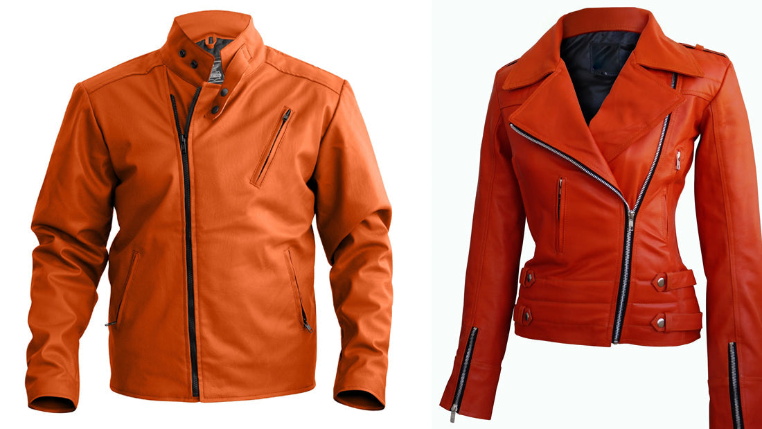 Orange Leather Coats - CoreFlexInd