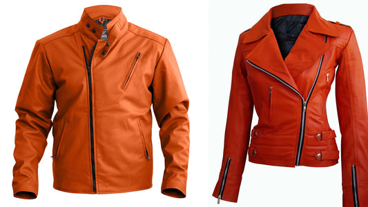 Orange Leather Coats - CoreFlexInd