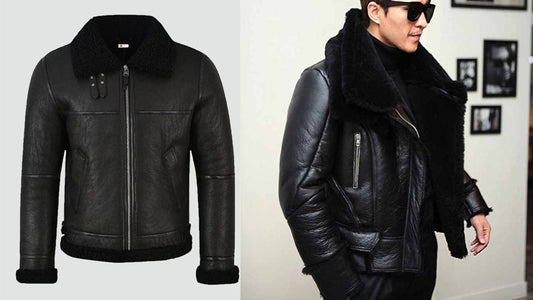 Sheepskin Jacket Mens Black - CoreFlexInd