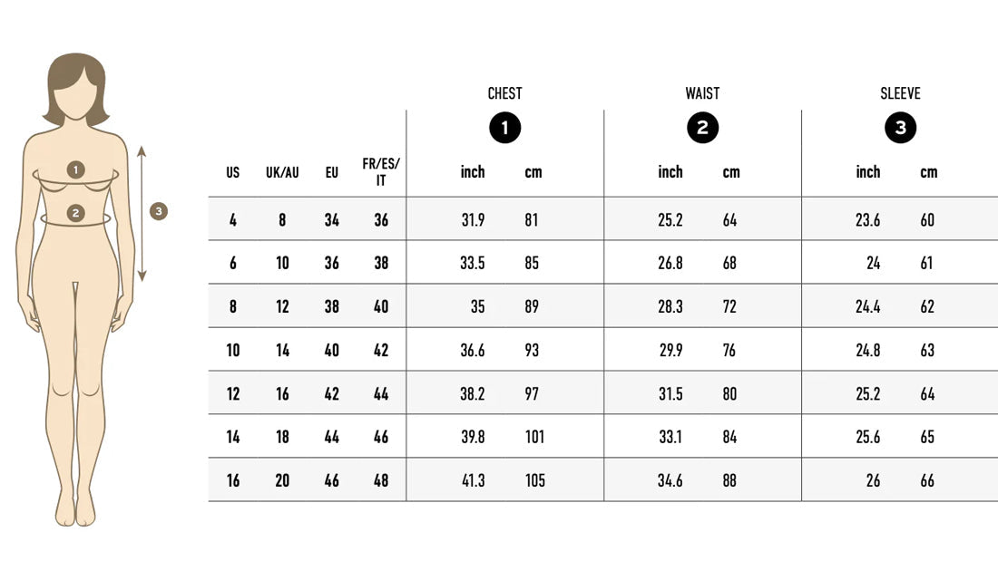 Women's Jacket Sizing Guide - CoreFlexInd
