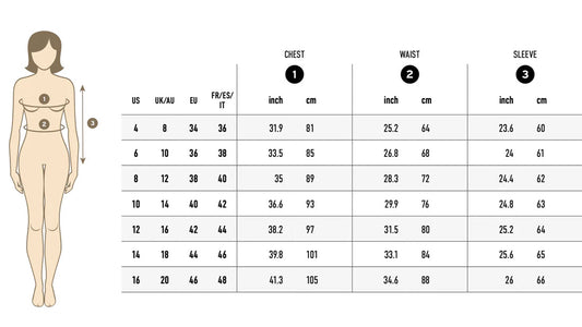 Women's Jacket Sizing Guide - CoreFlexInd