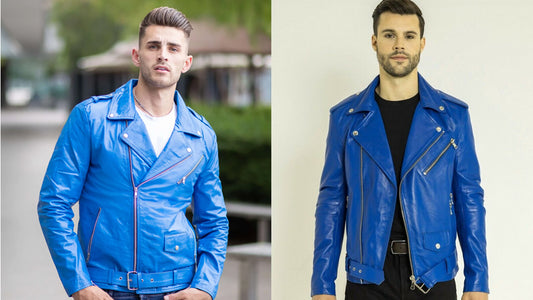 Blue Biker to Men Jacket