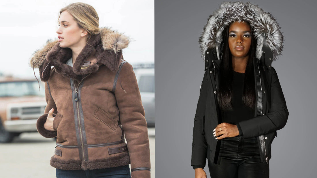 Ladies Bomber Jacket With Fur - CoreFlexInd