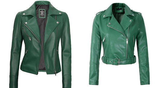 Green Leather Jacket for Women - CoreFlexInd