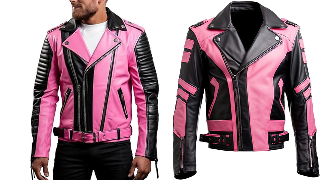 Pink Black Leather Jacket - CoreFlexInd