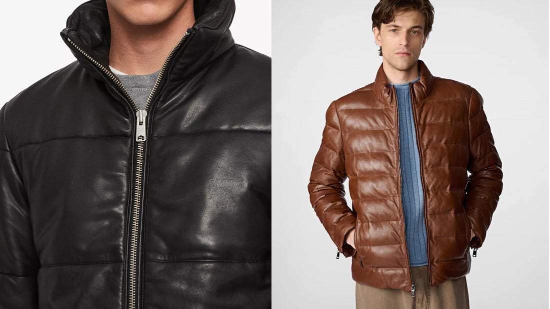 Men's Leather Puffer Coats - CoreFlexInd