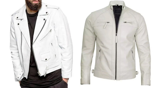 Men's White Leather Biker Jackets - CoreFlexInd