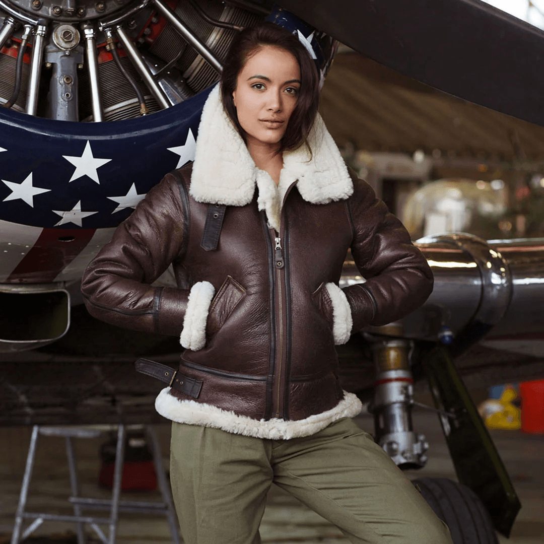 Women Shearling Jackets - CoreFlexInd