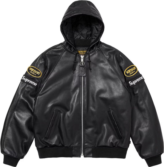 Leathers Black Hooded Work Jacket
