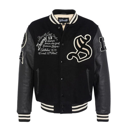 Varsity Logo Leather Bomber Jacket