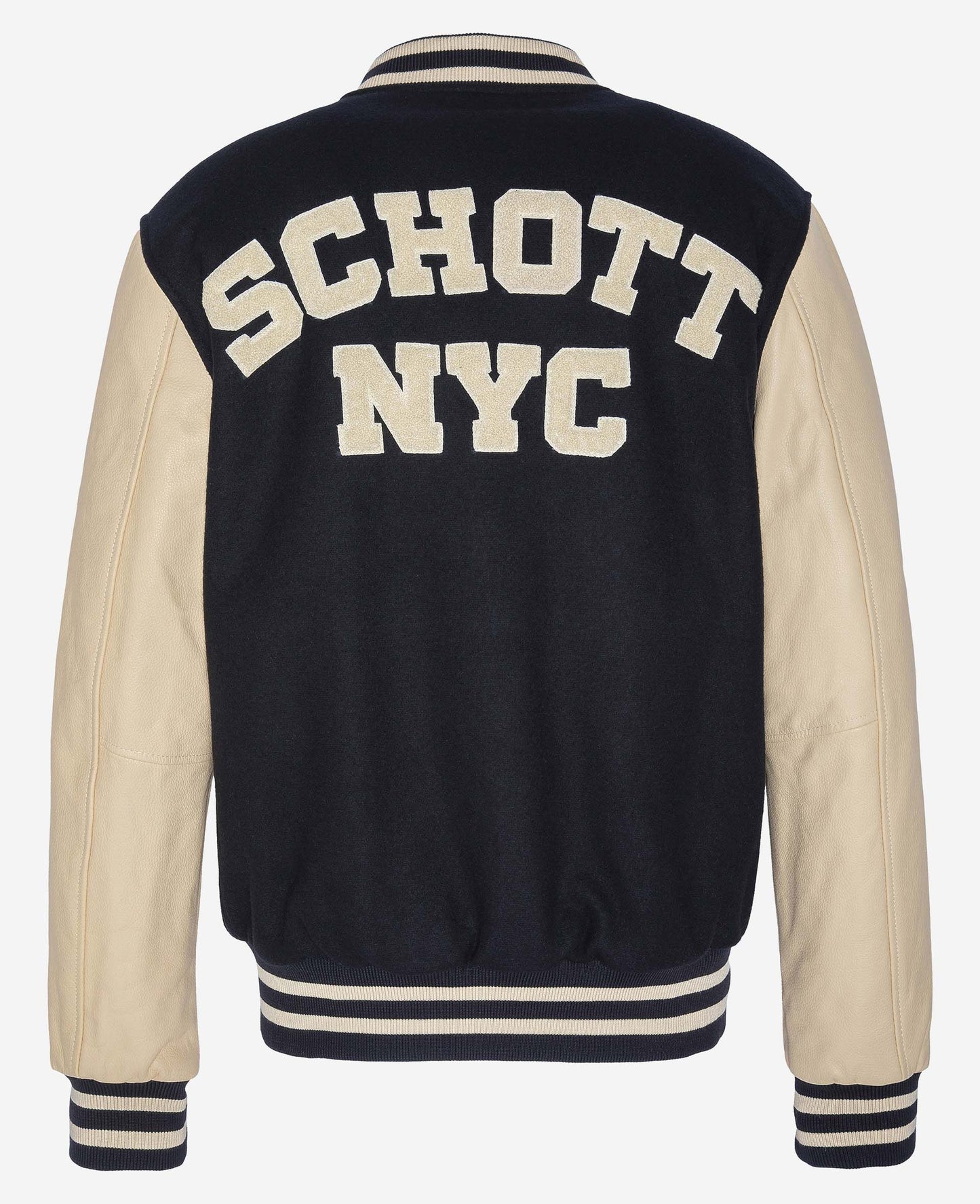 Stretch Wool Blend & Leather Varsity Jacket