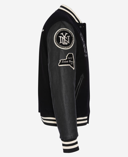 Varsity Logo Leather Bomber Jacket