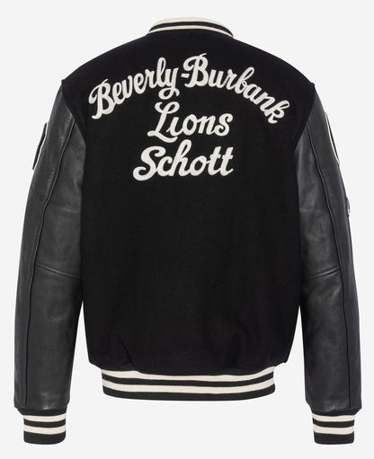 Varsity Logo Leather Bomber Jacket