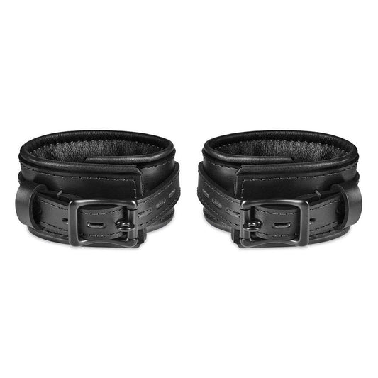 Leather wrist cuff set, black