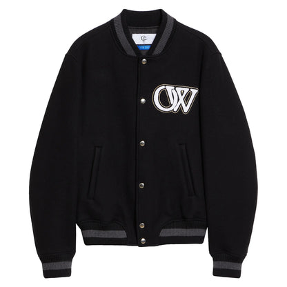 New Season Off-white Logo-appliqué Varsity Bomber Jacket