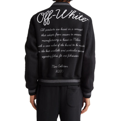 New Season Off-white Logo-appliqué Varsity Bomber Jacket