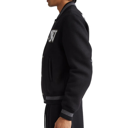 New Season Off-white Logo-appliqué Varsity Bomber Jacket